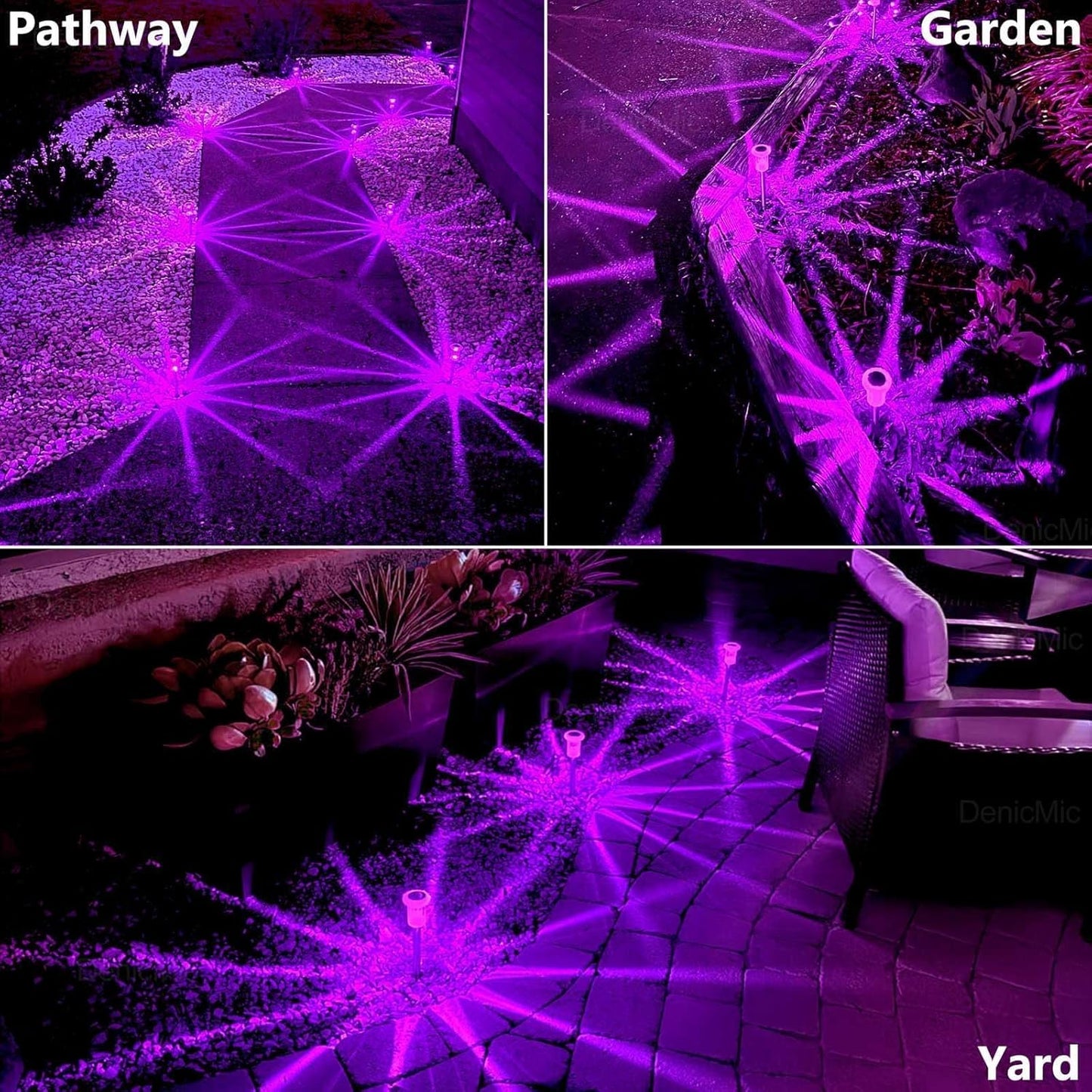 DenicMic Halloween Solar Lights Outdoor 15 Pack Purple LED Waterproof Yard Garden Patio Backyard Pathway Walkway Landscape Lawn Outside Halloween Decorations Outdoor