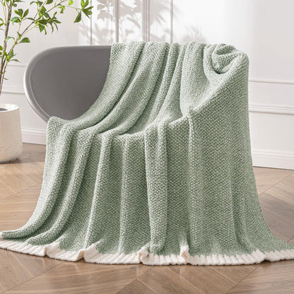 MIULEE Sage Green Super Soft Throw Blanket for Bed, Twin Size Cozy Fluffy Warm Blankets Knit Blankets for Couch, Sofa, Chair, Living Room, Camping, Picnic, 60 x 80 inch