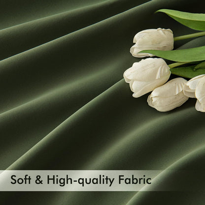 MIULEE Olive Green Back Tab Blackout Curtain 96 Inch Long 2 Panels Set for Bedroom, Rod Pocket/Pinch Pleat Thermal Insulated Living Room Darkening Pleated Light Blocking Floor to Ceiling Drape