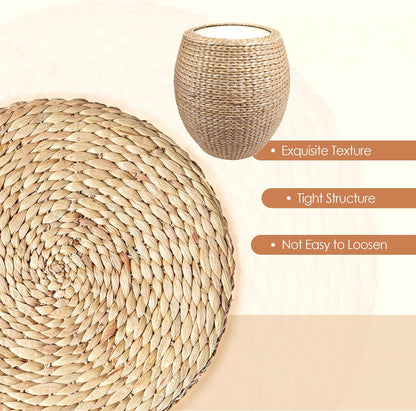 Round Poufs Ottoman,Hand Woven Natural Braided Cattail Ottomans Pouf for Patio,Home,Office,Living Room,Bedroom Indoor Outdoor Porch,Seagrass Footstool/Floor Accent Chair,Ottoman Foot Rest (Round)