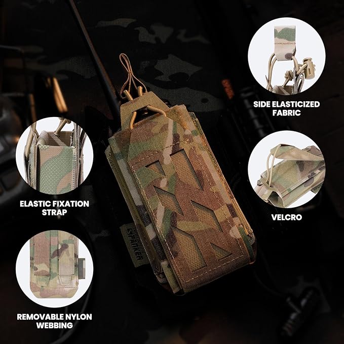 EXCELLENT ELITE SPANKER Tactical Universal Radio Holster Holder Molle Radio Pouch Adjustable for Duty Belt,Vest for Two Ways Walkie Talkie