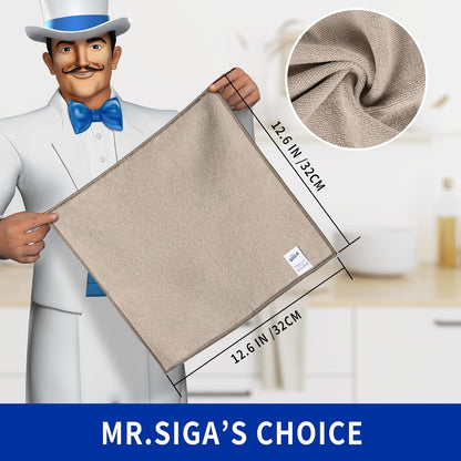 MR.SIGA Microfiber Cleaning Cloths, All-Purpose Surface Microfiber Towels, Streak Free Cleaning Rags, Pack of 12, Wheat, Size 32 x 32 cm(12.6 x 12.6 inch)