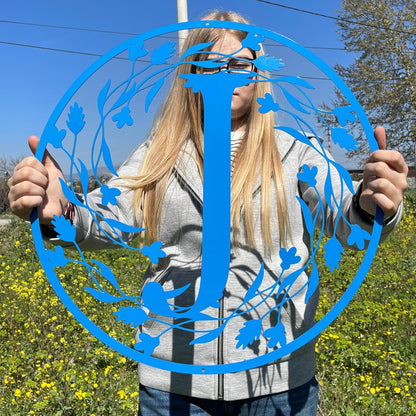 Personalized Metal Name Letter with Vines, Split Letter Monogram Wall Art Decor, Durable Steel Family Last Name, Custom Signs Indoor or Outdoor, Personalized Wedding Gifts, Housewarming Gift