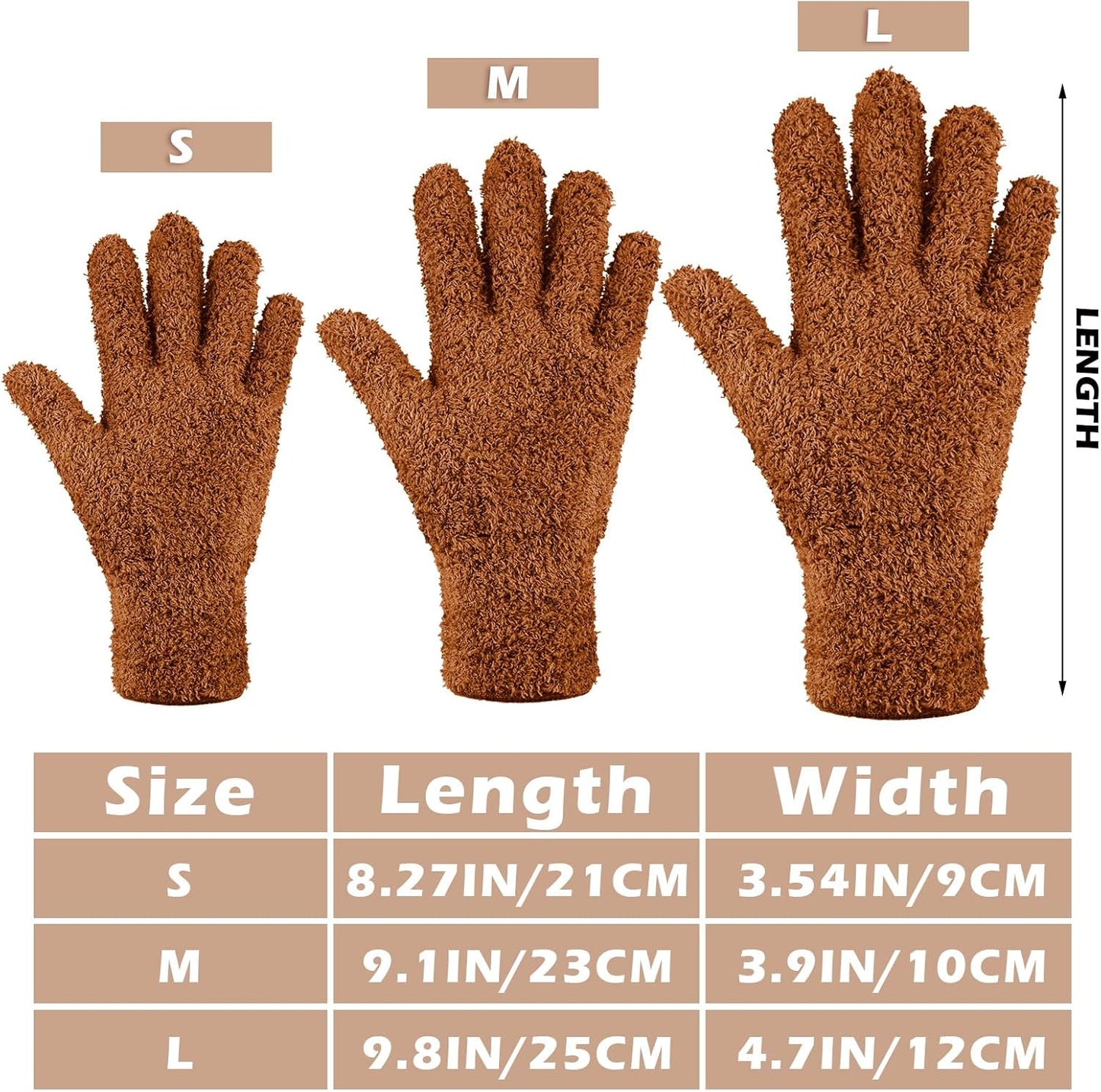 Patelai 3 Pairs Microfiber Plant Dusting Gloves Leaf Cleaning Gloves for Indoor Plants, Blinds, Furniture, House(Small,Orange, Brown, Dark Gray)