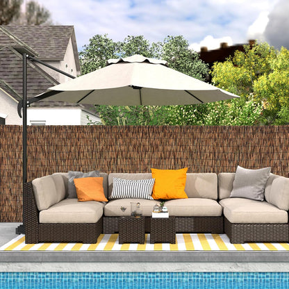 Brown 5.6FT X 16.4FT Reed Fencing Roll, Balcony Privacy Reed Shade Bamboo Fencing Garden Fence Border, Wind Block Sunshade Fence Screen for Outdoor Yard Patio Flower Bed Edge