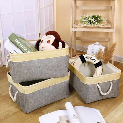 TheWarmHome Fabric Storage Bins Baskets for Organizing, Large Sturdy Storage Basket W/Handles, Decorative Foldable Storage Baskets for Shelves Closet Nursery Toy (Large - 3 Pack 15.7L×11.8W×8.3H)
