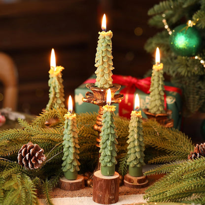 6 Pcs Christmas Tree Shaped Candles Xmas Wax Scented Candles Light Green Decorative Christmas Tree Gifts for Xmas Eve Winter Holiday Party New Year Bedroom Room Table Decor, Stylish Style