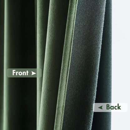 MIULEE Olive Green Velvet Curtains Thermal Insulated Blackout Curtain Drapes for Bedroom Living Room Darkening 90 Inches Long Curtains Panels Rod Pocket Set of 2