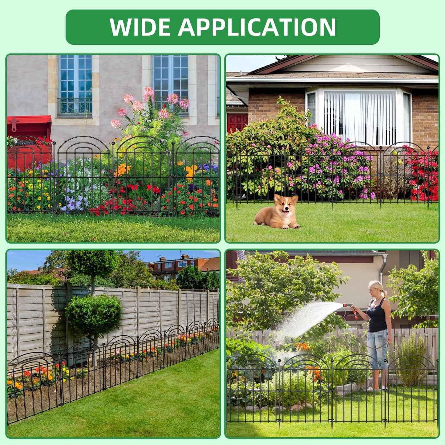 Decorative Garden Fence, 17in(H) x10.8ft Rustproof Metal No Dig Fence Animal Barrier Fence for Dog Rabbit, Wire Border Panel Fencing for Yard Patio Outdoor Decor 10 Pack