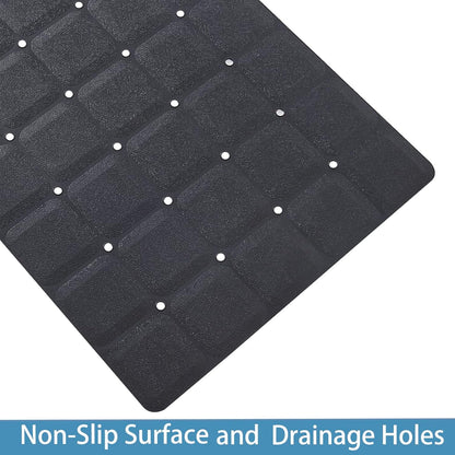 Foldable Silicone Bathtub Mat: Jumbo Size Heavy Duty Safety Bath Mat for Tub Without Suction Cups Non Slip Bath & Shower Mat for Textured, Reglazed, Refinished Tub (Black, 35.8 x 17.7)