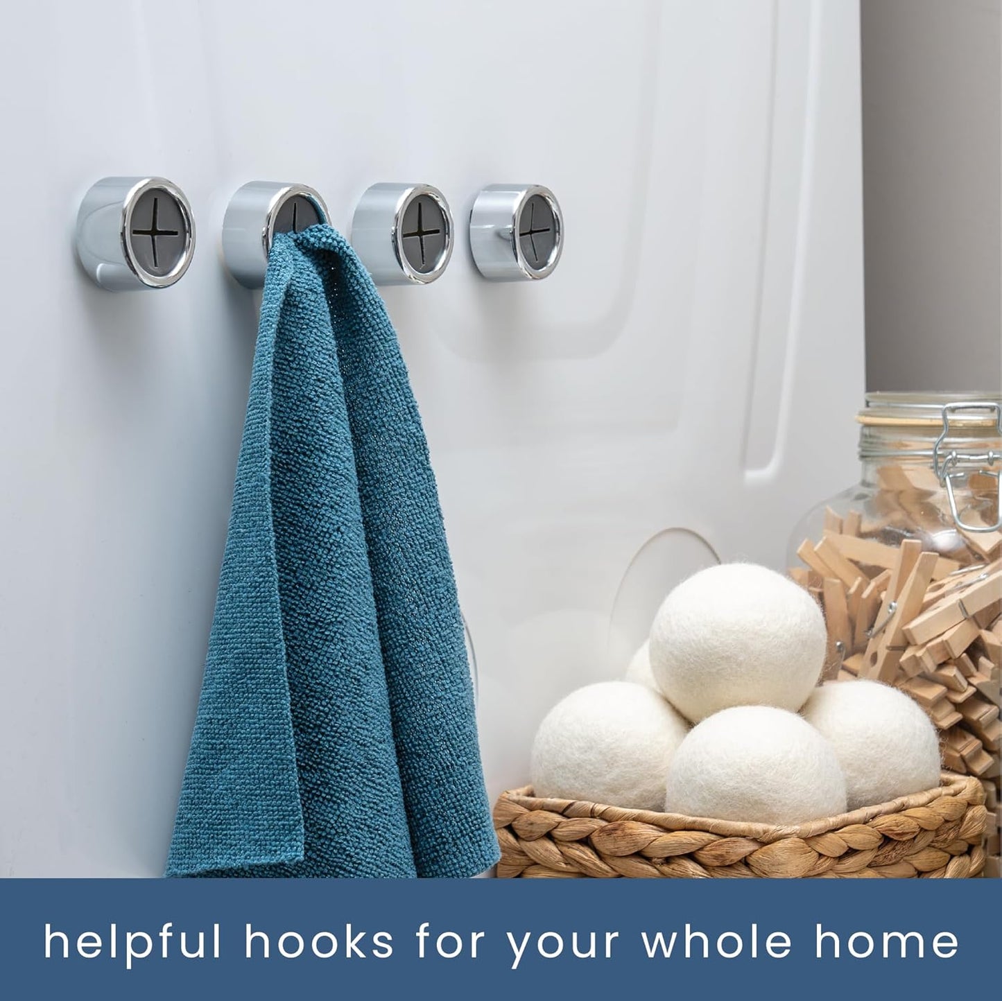 S&T INC. Round Adhesive Push Towel Hooks for Kitchen, Hand and Dish Towels, Grey, 4 Pack