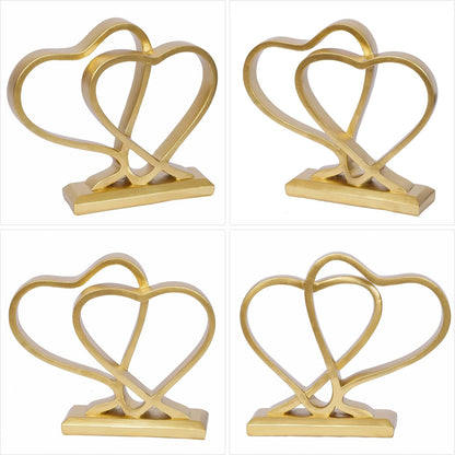 Gold Heart Sculpture for Living Room Decor Heart Decoration Gift for Her and Him Love Wedding Anniversary Couples Gift Modern Heart Statue for Home Coffee Table Dining Table Centerpiece Birthday Gift
