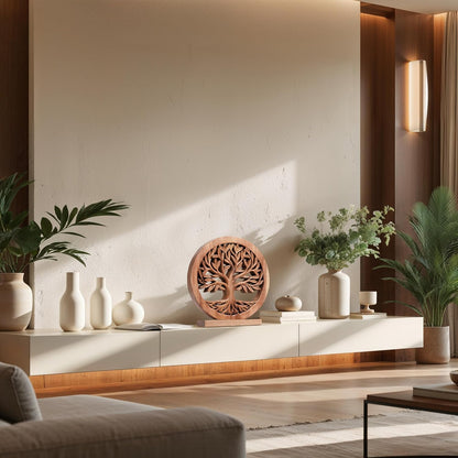 Decozen Solid Wood Tree of Life Sculpture - Home Decor, Living Room, Boho, Shelf, Coffee Table, Centerpiece Table Decorations, Mantle, Dining Table Centerpiece, Bathroom Shelf, Entryway, Farmhouse