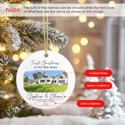 Personalized First Christmas in Our New Home Ornament 2025, New House Address Christmas Ornaments, Housewarming Gift for New Homeowners, Couples, or Family