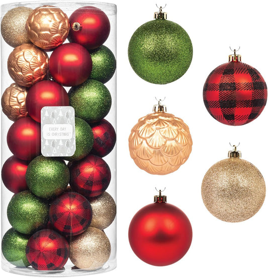 Every Day is Christmas Ornaments, Shatterproof Christmas Tree Ornament Set, Christmas Balls Decoration 35 Count (2.75"/70mm, Garden Country Woodland)