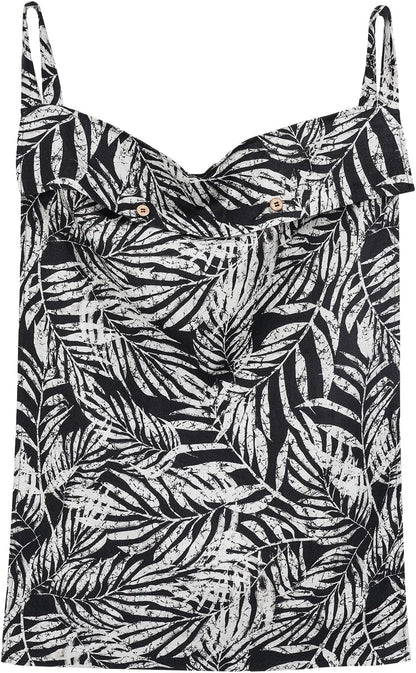 Linen Hanging Laundry Bag, 100% Linen Leaf Print Over The Door Laundry Hamper with Buttons and Zipper, Space Saving Door Hampers for Laundry Dirty Clothes Home Travel, Black, 19.7x27.5inches