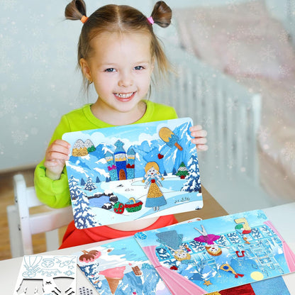 PERRYHOME Foil Arts & Crafts for Kids-DIY Frozen Fun Foil Art Kit Toys,Mess Free Coloring,Kids Car Airplane Travel Activities Toys,Birthday Christmas Gifts for Girls Children Toddler Ages 4-9