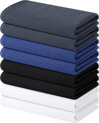Homaxy 100% Cotton Waffle Weave Kitchen Towels - 8 Pack Soft and Absorbent Dish Towels - 16 x 26 Inches Quick Dry Hand Towels - Multiple Colour