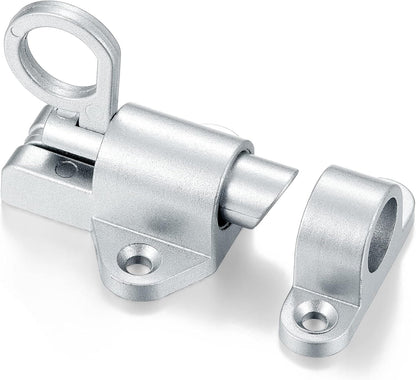 6 Packs Self-Closing Latches，Silver Gray Spring Door Lock，Resilient Bolt Latch Aluminum Alloy Safety Automatic Spring Barrel Slide Door Lock with Screws,Used for Gate,Window and Cabinet etc