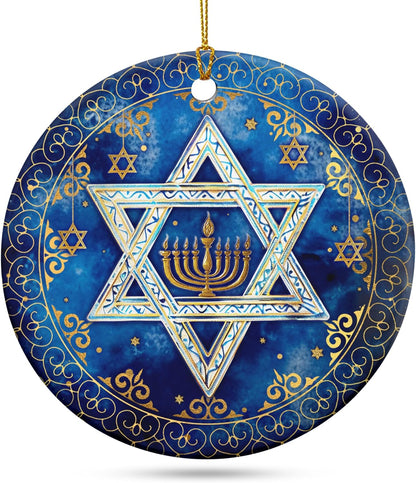 FLAGWIX Hanukkah Gifts for Men Women - Ceramic Christmas Ornaments 2025 for Tree Decorations - Hanukkah Decorations for Home, Spiritual Christmas Tree Ornaments, Jewish Gifts for Mom Sister Friends