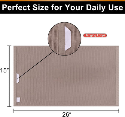 Homaxy 100% Cotton Waffle Weave Kitchen Towels - 4 Pack Soft and Absorbent Dish Towels - 16 x 26 Inches Quick Dry Hand Towels - Brown