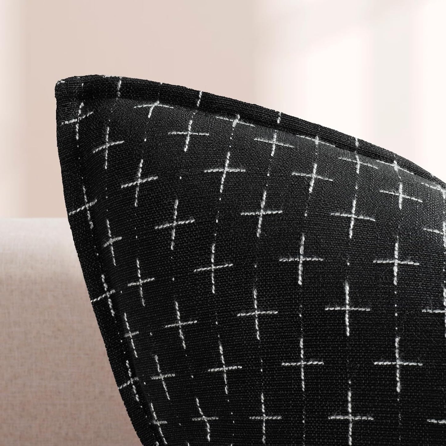 ZWJD Pillow Covers 16x16 Set of 2 Soft Polyester Textured Pillow Covers with Stylish Flange Edge Cozy Farmhouse Throw Pillows for Couch Bed Sofa Living Room