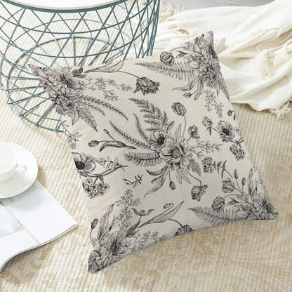 CXMEIFLY Spring Floral Leaves Pillow Covers 20 x 20 Inch Set of 2 for Chinoiserie Flowers Decor Throw Pillows Black and White Seasonal Plant Outdoor Decorative Cushion Cases for Couch Bed Decorations