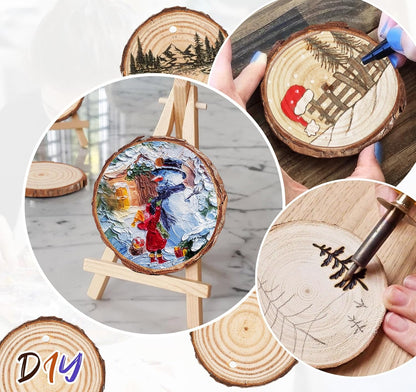 30 Pcs Wood Slices with Hole, 2.3-2.8 Inch Unfinished Wood, Wood Rounds for Crafts, Wood Crafts, Round Wood for Doodle, Splice, Paint, Art, Decorate, Ornament