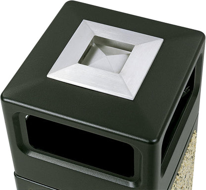 Safco Canmeleon Trash Can, 30 Gallons, Indoor and Outdoor Use, Durable & Weather-Resistant Commercial Garbage Can with Ashtray and Stone Panels, Black