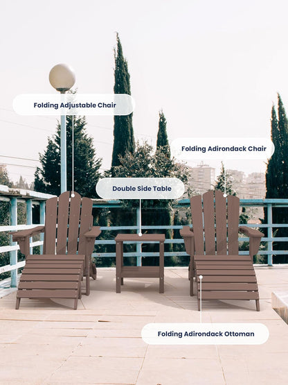 KINGYES Folding Adirondack Ottoman for Adirondack Chair, Coffee