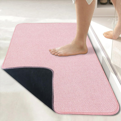 Bath Mat,Ultra Thin Bathroom Rugs,Rubber Bath Mats for Bathroom,No Slip Bath Rugs,Quick Dry,Machine Washable,Low Pile,Absorbent,Shower Outside,Sink,Home Decor Accessories.Pink,1'8"x2'8"(20x32inch)
