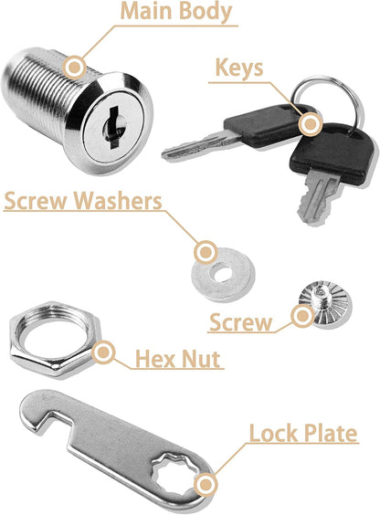 MoHern Cabinet Locks, 6 Pcs Keyed Alike 1-1/8 Inch (30mm) Cylinder Locks, Zinc Alloy Cam Lock with Keys for Cabinet, Drawer, RV and More