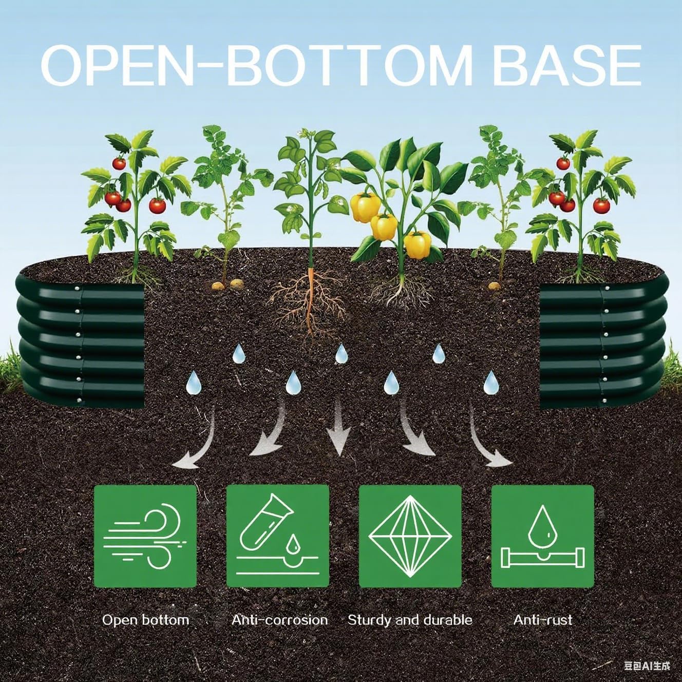 Gardmax Galvanized Raised Garden Bed, Lightweight Planter Boxes Outdoor with Easy Assembly, Large Garden Bed for Vegetables, Fruits, Flower Dark Green 8FT