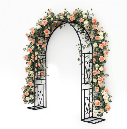Metal Garden Arch, Heavy Duty Garden Trellis for Climbing Plants, with Enlarged Base for Stability, for Wedding Garden Arch & Bridal Party Decoration, 1 Pack