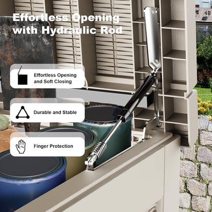 260 Gallon Outdoor Deck Box,Storage Lockable Waterproof Patio Furniture,Garden Tools,Cushions,Pool Accessories Outside Storage Resin Box(Grey)