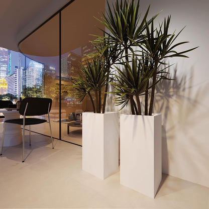 White Steel Metallic Heavy Planter for Outdoor Plants Box 14"x14"x30" Metal Planter Spliced Flower Pots with Partitions for Outside,Indoor,Garden (White, 14 * 14 * 30)