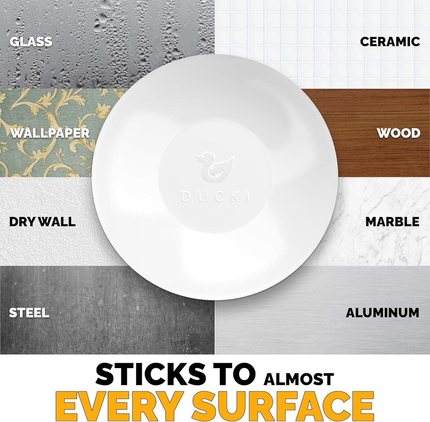 Ducki Door Stop Wall Protector | Self Adhesive Door Knob Wall Protectors from Door Knobs | Rubber Door Stoppers for Wall Damage & Noise | Durable, Shock Absorbent & Discreet | 2 Pack White Door Stops