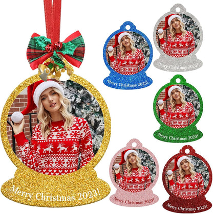 Personalized Christmas Ornament 2025, Double-Sided Photo Acrylic Customized Family Christmas Ornament Spherical with Picture for Xmas Tree Decor Custom Gifts