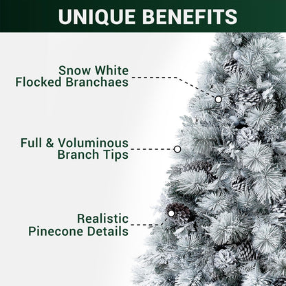 Naomi Home Darla Snowy Christmas Tree 6.5ft/Snow Flocked