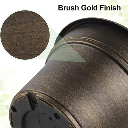 16 inch Plant Pots Outdoor Planters，4 Pack Large Plastic Flower Pot for Indoor Plants with Drainage Holes & Saucer, Resin Decorative Container Sets with Trays for House Outdoor Garden Plant Dark Gold