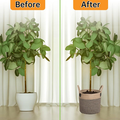 14"x12" Natural Jute Rope Woven Storage Basket with Handles for Plant, Blankets,Toys,Clothes,Shoes - Living Room Home Decor,Multifunctional Basket for Organizer,Picnic,Artificial Tree