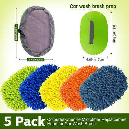 Layhit 5 Pcs Car Wash Mitt Set, Brush Not Included, Microfiber Mitt Cleaning Car Truck Washing Tools Kit RV Pickup Chenille Scratch Replacement(Multicolor)