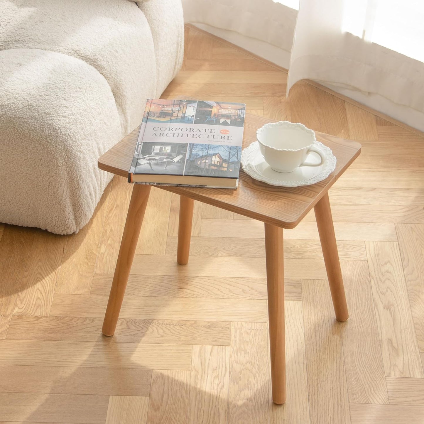 AWASEN Mid Century Modern Side Table, Small End for Living Room Bedroom Office Small Spaces, Modern Side Table Nightstand with Solid Wood, Easy Assembly, (Brown)