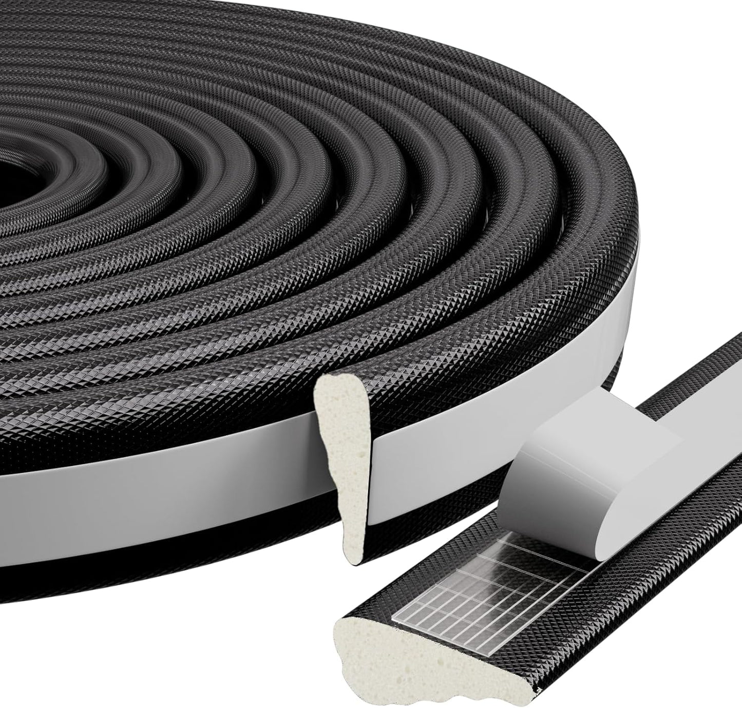 2 Pack*16.4 Ft Weather Stripping Seal Strip for Doors,Soundproofing Window Insulation Draft Stopper for Winter, Selfadhesive Foam Weather Strip for Door Frame,Door Gap Filler Noise Blocker(Black)