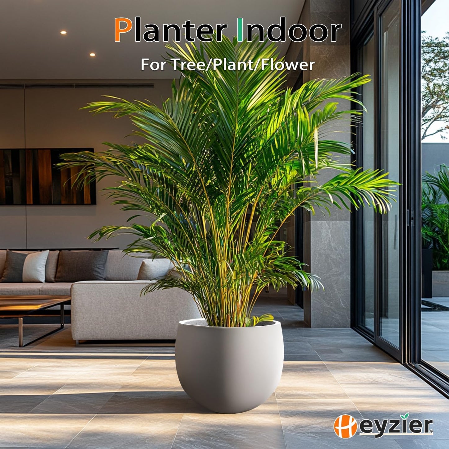 Ball Concrete Planter Outdoor Indoor, Large Tall Cement Plant Pots for Trees Flowers (Gray, 20 inch)