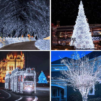 Solar String Lights Outdoor, 2-Pack Each 72FT 200 LED Solar Christmas Twinkle Lights Outside Waterproof Copper Wire with 8 Modes Solar Fairy Lights for Garden Tree Birthday Christmas Decor(Cool White)