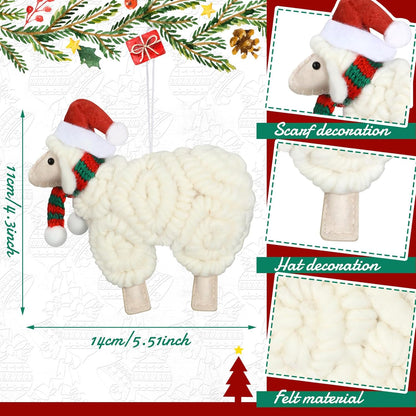 Jenaai 3 Pieces Felt Sheep Christmas Ornaments Sheep Decorative Hanging Ornaments Vintage Farm Wooly Lamb Tree Xmas Pendant Curly Decor for Holiday Figurines Gifts (Christmas)