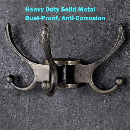 Swivel Coat Hook 2 Pack Heavy Duty Space Saving Towel Rope Hook Wall Mount Triple Swing Arms for RV Bathroom Kitchen Garage,Rustic Bronze