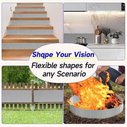 Corrugated Garden Edging,6"×40Ft Galvanized Steel Landscape Edging & Lawn Edging Border,Metal Garden Border for Flower Beds,Garden,Lawn,Raised Beds & Tree Surrounds(Silver)