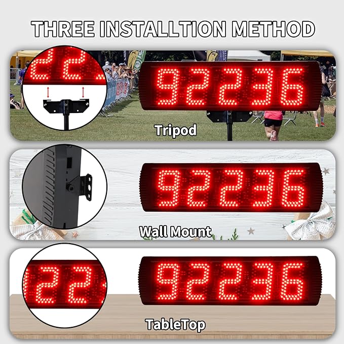 Race Clock with Tripod for Running Events, Large LED Stopwatch with Remote,Countdown/Count up Gym Timer for Home,Wall Digital Time Clocks